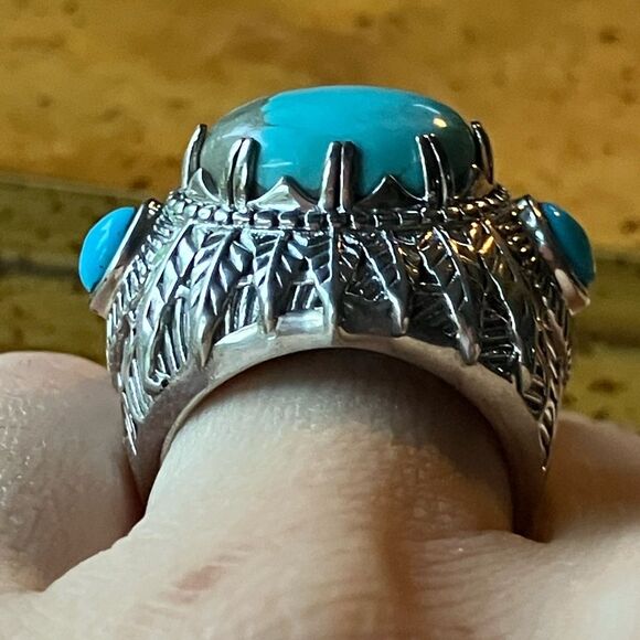 Sierra Nevada Sleeping Beauty Turquoise Sterling Silver Cocktail Ring Size 6 - Picture 2 of 8
